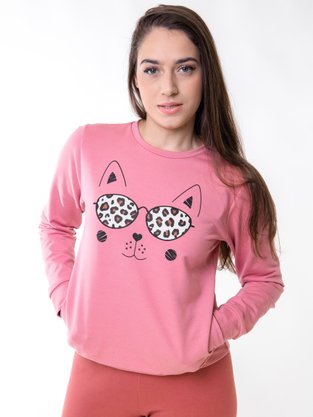 Blusão De Molecotton Feminino Adulto Cat 6844 Tookas Rose