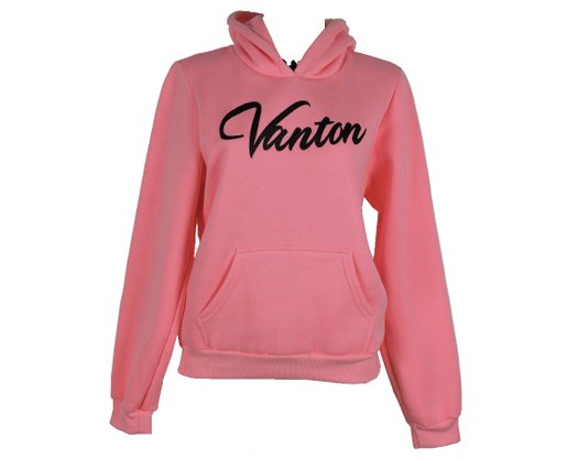 Blusão De Moletom Feminino Adulto Com Capuz Detalhe VNTNDET/VNTN 26207 Vanton Rosa Neon
