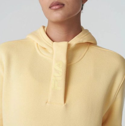 Casaco de Moletom Feminino Adulto Com Capuz Essencial Winter F12L105 Fila Amarelo Pastel