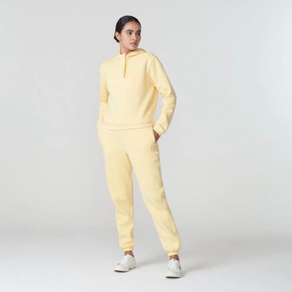 Casaco de Moletom Feminino Adulto Com Capuz Essencial Winter F12L105 Fila Amarelo Pastel