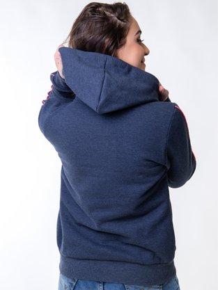 Blusão de Moletom Feminino Adulto Detalhe Capuz Psycho 6831 Tookas Mescla Marinho