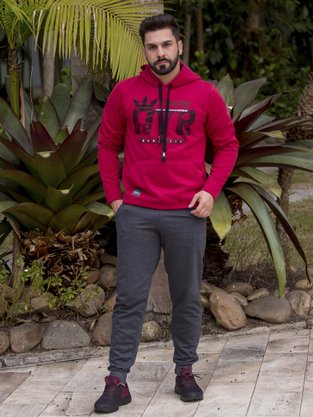 Blusão De Moletom Masculino Adulto Com Estampa M105027 Over Surf Bordô