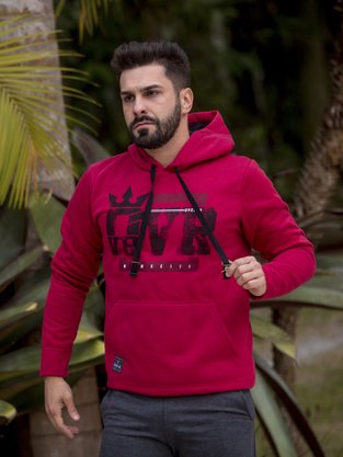 Blusão De Moletom Masculino Adulto Com Estampa M105027 Over Surf Bordô