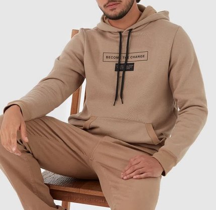 Blusão De Moletom Masculino Adulto Estampado Com Capuz 1000108317 Malwee Café