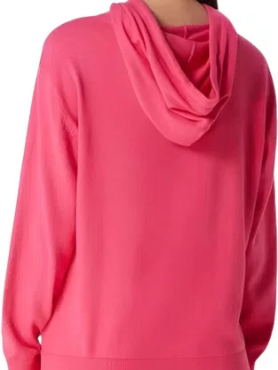 Blusão Feminino Adulto Com Capuz Tricô Liso K4KB Hering Rosa Pink