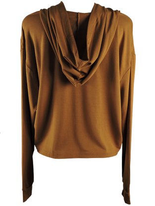 Blusão Feminino Adulto Cropped Com Capuz 4307 Paty Gloss Ocre