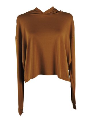Blusão Feminino Adulto Cropped Com Capuz 4307 Paty Gloss Ocre