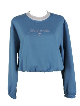 Blusão Feminino Adulto Moletom Cropped 4304 Paty Gloss Azul
