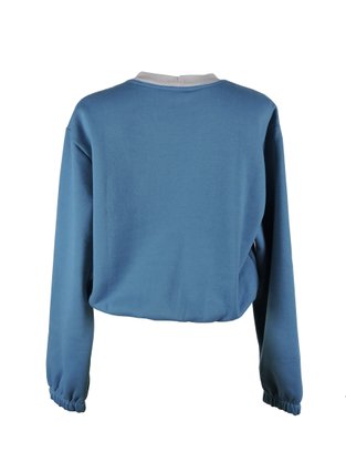 Blusão Feminino Adulto Moletom Cropped 4304 Paty Gloss Azul