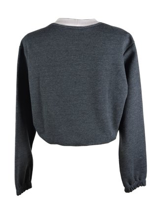 Blusão Feminino Adulto Moletom Cropped 4304 Paty Gloss Grafite
