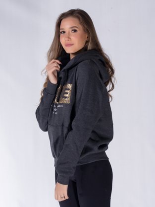 Blusão De Moletom Feminino Com Estampa7938 Paty Gloss Grafite