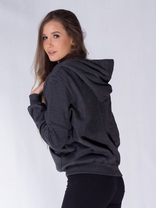 Blusão De Moletom Feminino Com Estampa7938 Paty Gloss Grafite