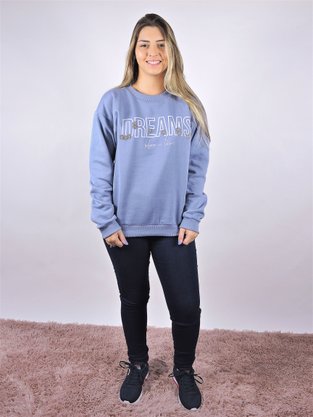 Blusão Feminino Adulto Moletom Estampado 2012 Mc'Jo Azul