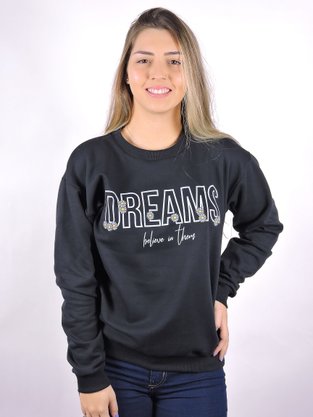 Blusão Feminino Adulto Moletom Estampado 2012 Mc'Jo Preto