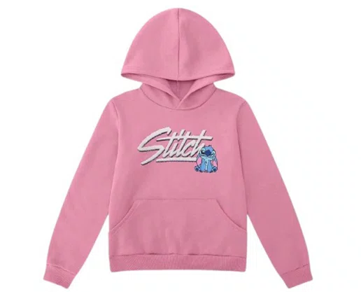 Blusão Moletom Canguro Feminino Infantil 4-8 Stitch 1000132205 Malwee Rosa
