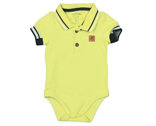 Body Masculino Bebê P-G Manga Curta Gola Polo 1000073703 Carinhoso Amarelo