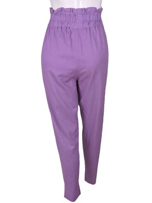 Calça De Linho Cintura Alta Com Elástico Feminina 27.36.0024 Mosaico Lilás