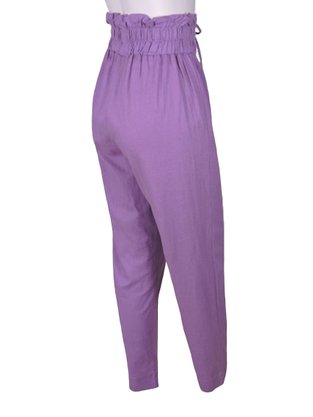 Calça De Linho Cintura Alta Com Elástico Feminina 27.36.0024 Mosaico Lilás