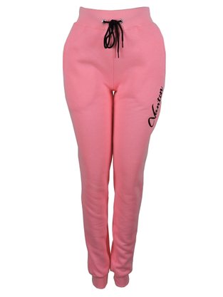 Calça De Moletom Feminina Adulto Com Punho 26233 Vanton Rosa Neon