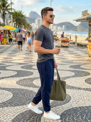 Calça De Moletom Jogger Masculina 30938 Fatal Marinho