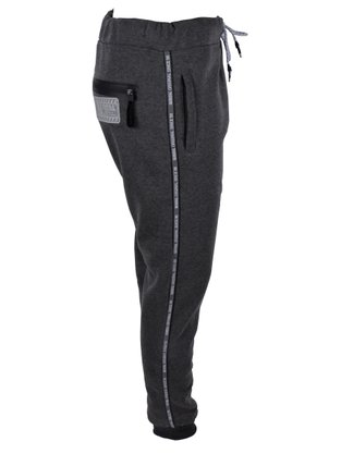 Calça De Moletom Masculina Adulto , Com Logomarca Na Perna, Detalhe Em Zíper Nos Bolsos  25976 Fatal Grafite