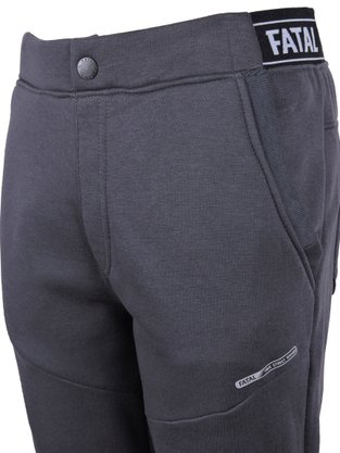 Calça De Moletom Masculina Adulto Detalhe Botão E Elástico 21643 Fatal Grafite