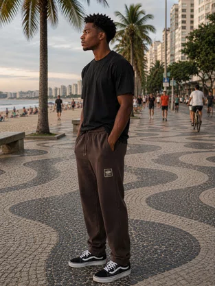 Calça de Moletom Tradicional Masculina 30939 Fatal Marrom