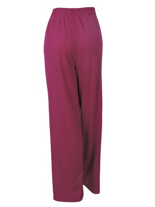 Calça Feminino Adulto Pantalona Em Malha Three Hands Uva