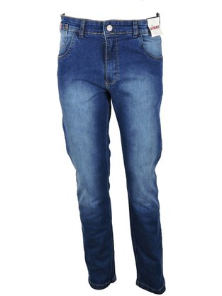 Calça Jeans Masculina Adulto Detalhe Recorte Bolso 8845/845 Dinar Azul Jeans