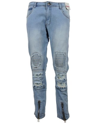Calça Jeans Masculina Adulto Jogger Detalhe Destroyed  Barra Com Zipper 8875/875 Dinar Jeans