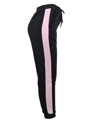Calça Moletom Feminina Adulta Detalhe Listra Lateral CFM-800 Blue Tech Preto