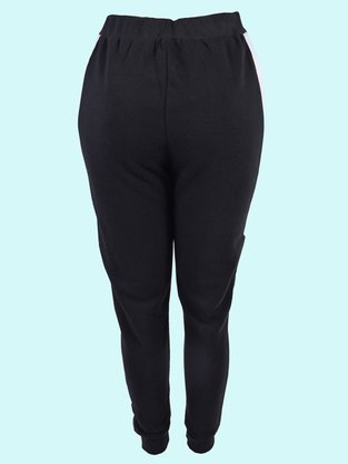 Calça Moletom Feminina Adulta Detalhe Listra Lateral CFM-801 Blue Tech Preto