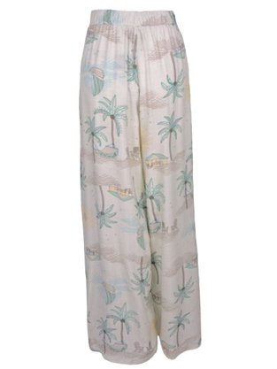 Calça Pantalona Feminina Adulto Estampada 1000114665 Malwee Off White