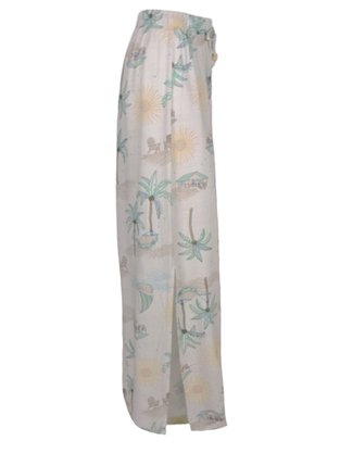 Calça Pantalona Feminina Adulto Estampada 1000114665 Malwee Off White