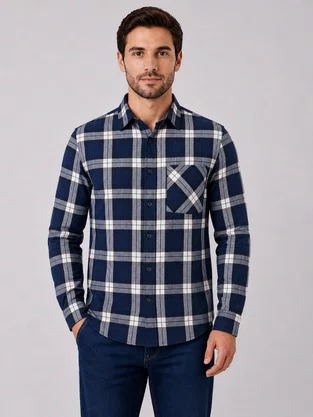Camisa De Flanela Xadrez  Masculina 1000128680 Malwee Azul