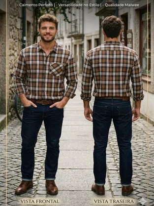 Camisa De Flanela Xadrez  Masculina 1000128680 Malwee Marrom