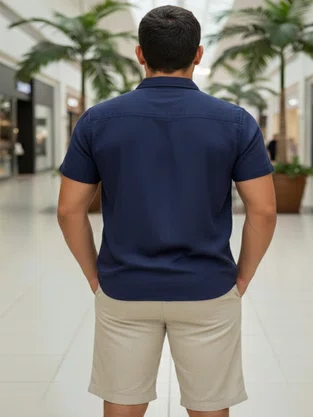 Camisa De Viscose Masculina Adulto CVMC-401 Blue Coast Marinho