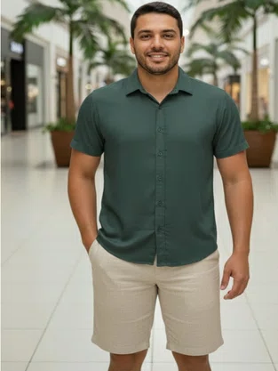 Camisa De Viscose Masculina Adulto CVMC-406  Blue Coast Militar