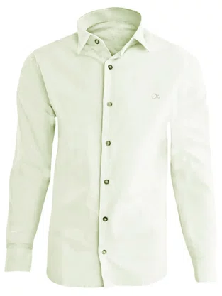 Camisa Manga Longa Casual Slim Flame Masculina 1520312 Ogochi Verde Claro