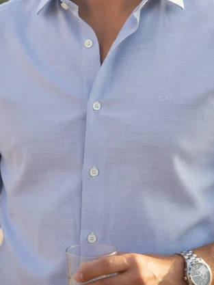 Camisa Manga Longa Essencial Tradicional Masculina 1531002 Ogochi Azul Claro
