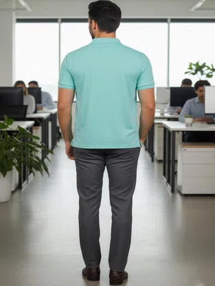 Camisa Polo Em Piquet Lisa Masculina PPML-113 Code Blue Verde Água