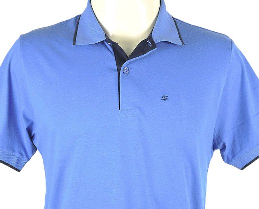 Camisa Polo Masculina Adulto Manga Curta Detalhe 10706 Sigosta Azul Hortência