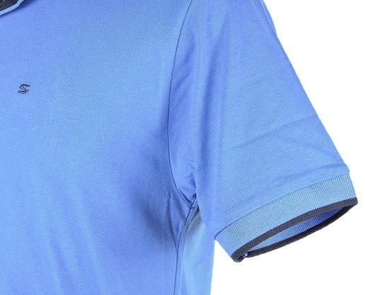 Camisa Polo Masculina Adulto Manga Curta Detalhe 10706 Sigosta Azul Hortência