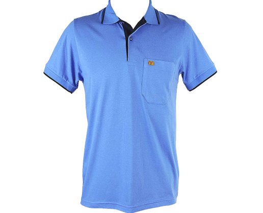 Camisa Polo Manga Curta Com Bolso Masculina 11002 Sigosta Azul Hortência