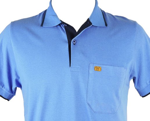 Camisa Polo Manga Curta Com Bolso Masculina 11002 Sigosta Azul Hortência