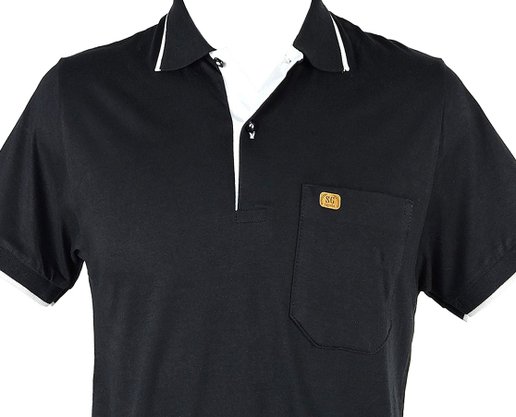 Camisa Polo Manga Curta Com Bolso Masculina 11002 Sigosta Preto