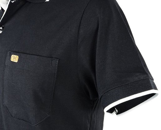 Camisa Polo Manga Curta Com Bolso Masculina 11002 Sigosta Preto