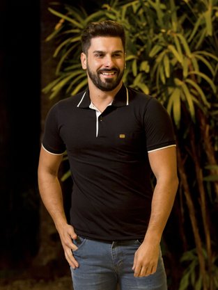 Camisa Polo Manga Curta Com Bolso Masculina 11002 Sigosta Preto