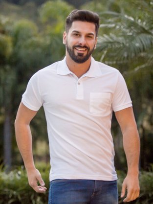 Camisa Polo Masculina Adulto Manga Curta Com Bolso 7629 Sigosta Branco