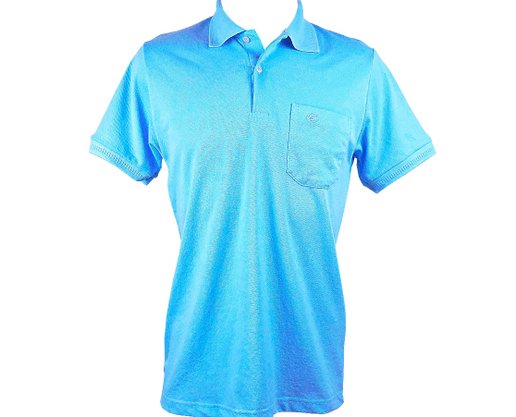 Camisa Polo Masculina Adulto Manga Curta com Bolso Lisa 7629 Sigosta Azul Claro
